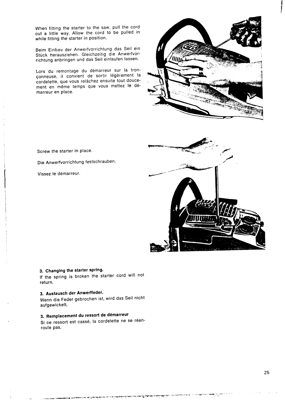 Husqvarna 1100 CD manual +----’, Replacement du ressortde dbmarreur 