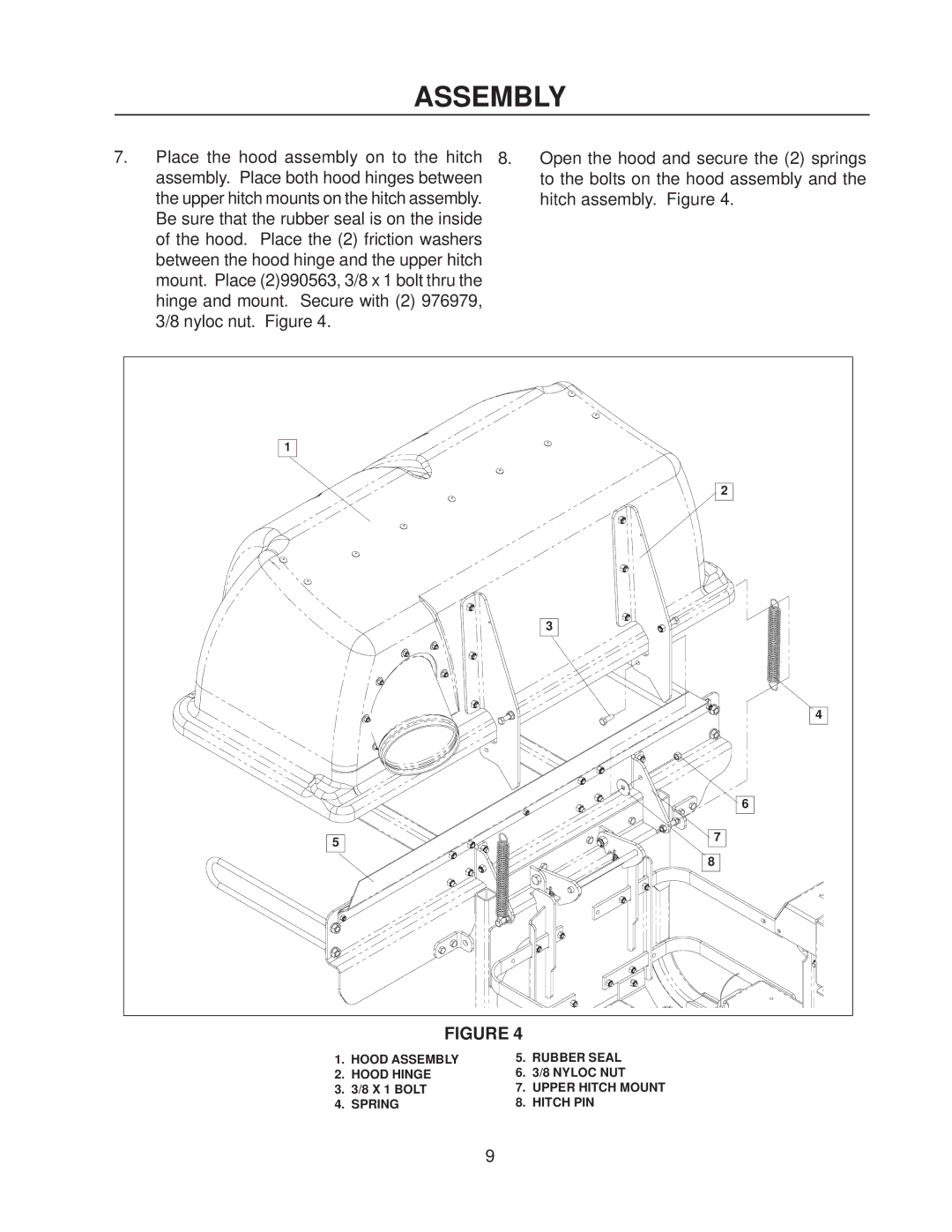 Husqvarna 111750 / HCS1372 manual Hood Assembly Rubber Seal Hood Hinge Nyloc NUT 