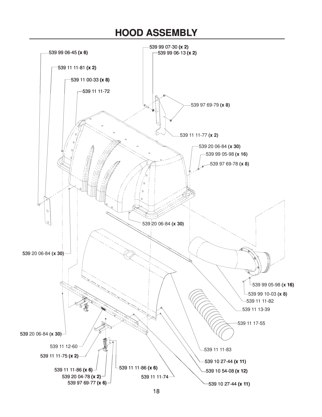 Husqvarna 111750 / HCS1372 manual Hood Assembly 