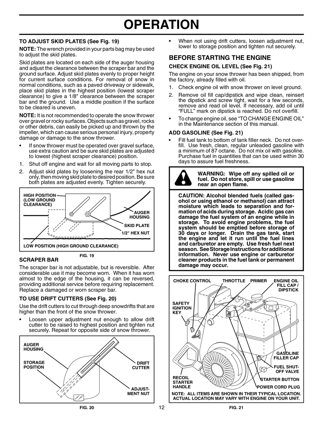 Husqvarna 1130 SBEXP owner manual Before Starting the Engine, Scraper BAR 