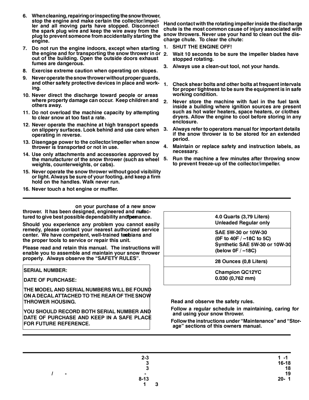 Husqvarna 1130SB-LSB owner manual Table of Contents 