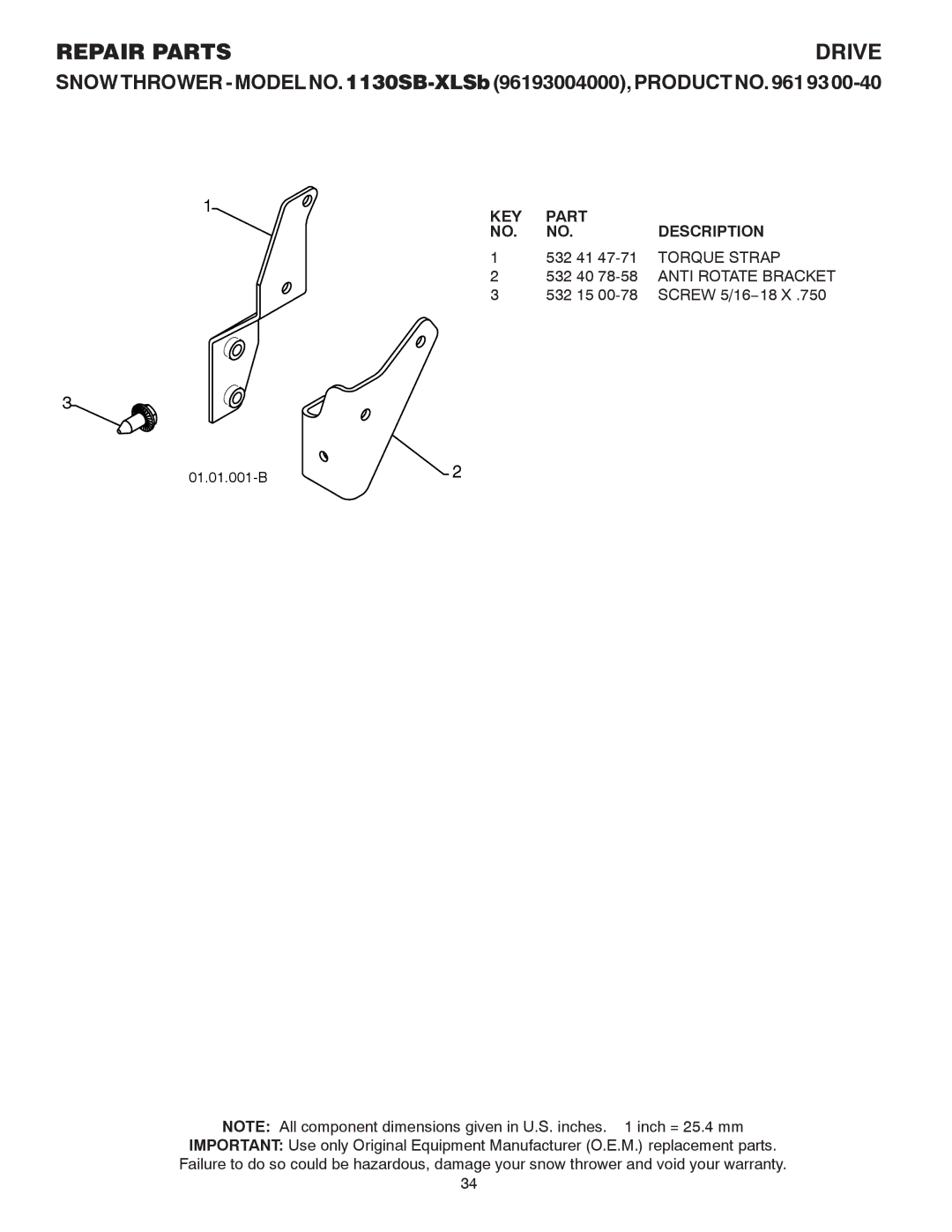 Husqvarna 1130SB-XLSB owner manual 01.01.001-B 