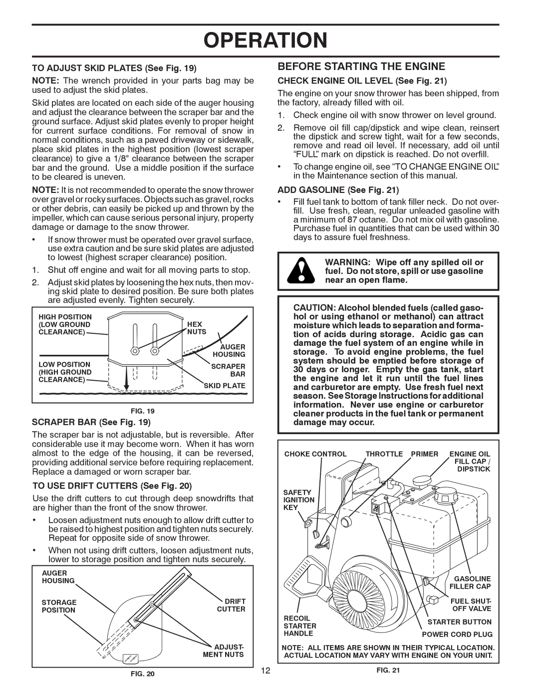 Husqvarna 1130SB owner manual Before Starting the Engine 