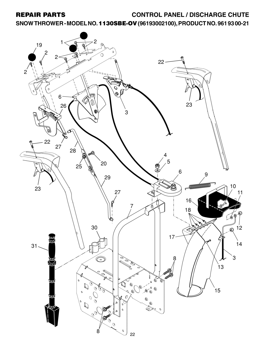 Husqvarna 1130SBE-OV owner manual Control Panel / Discharge Chute 