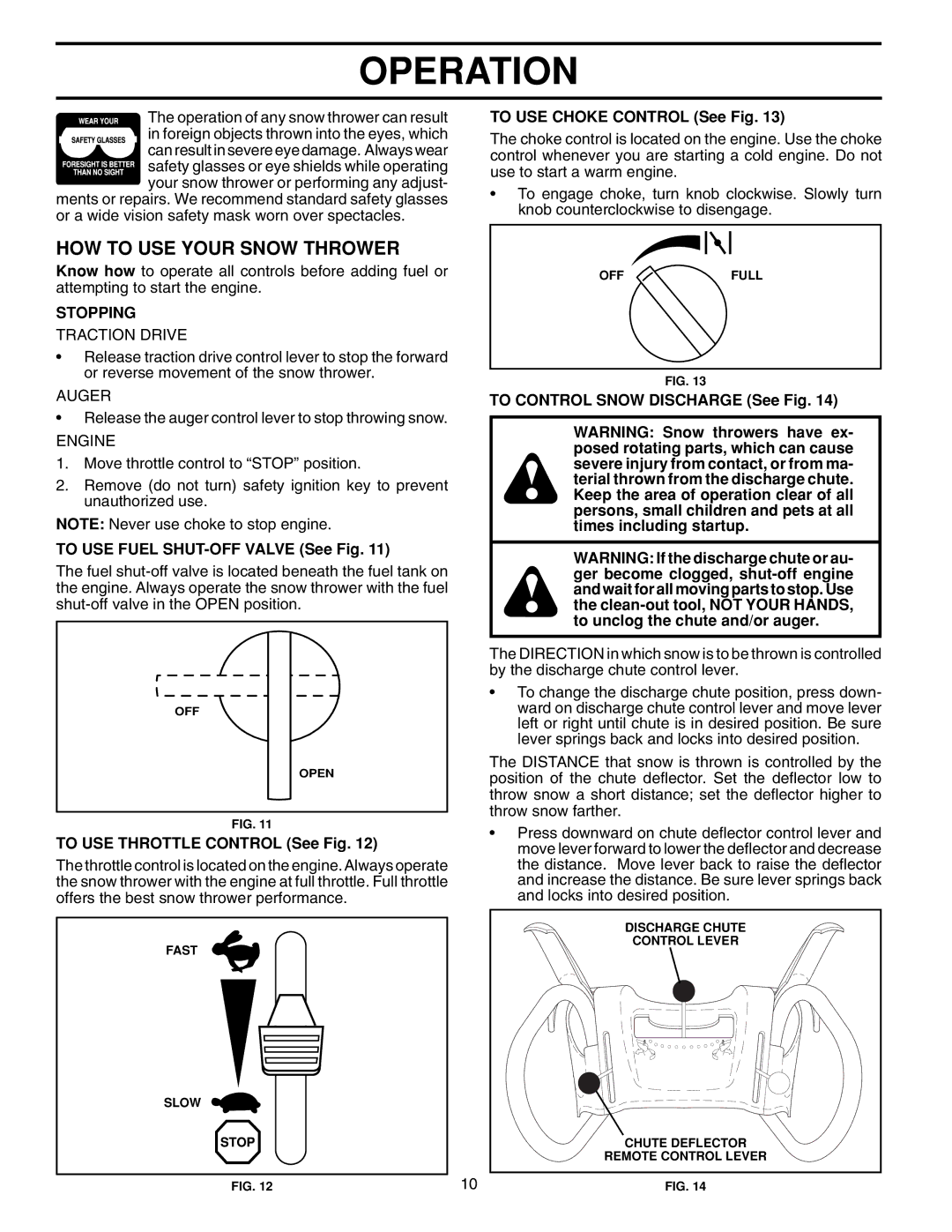 Husqvarna 1130SBE owner manual HOW to USE Your Snow Thrower, Stopping 