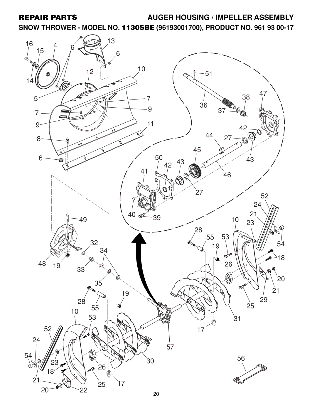 Husqvarna 1130SBE owner manual Repair Parts 