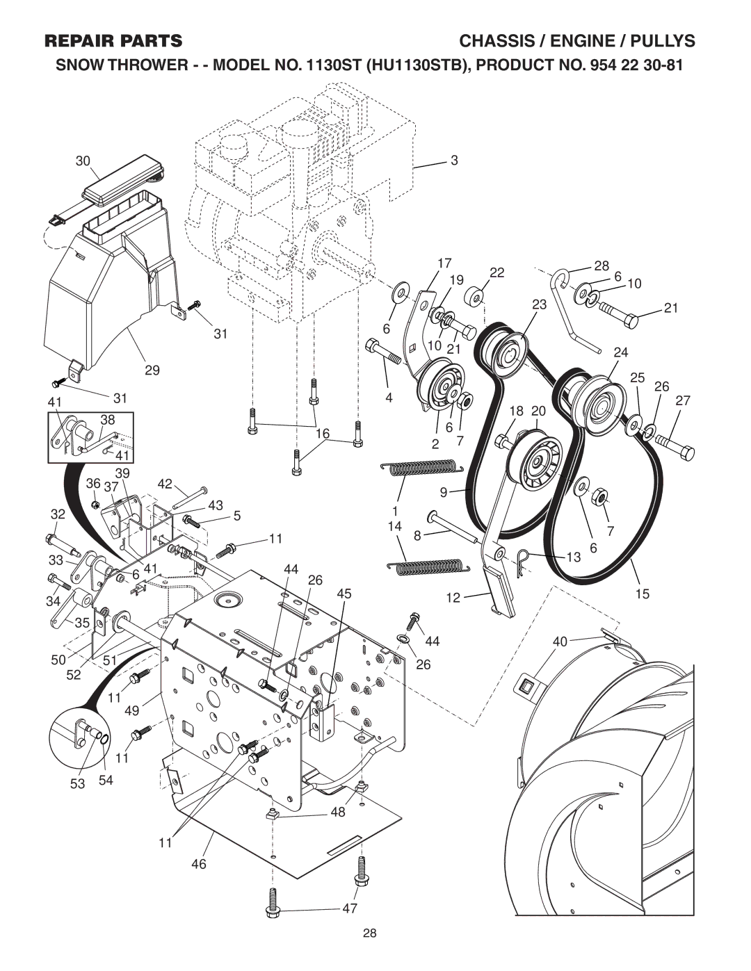 Husqvarna 1130ST owner manual Chassis / Engine / Pullys 