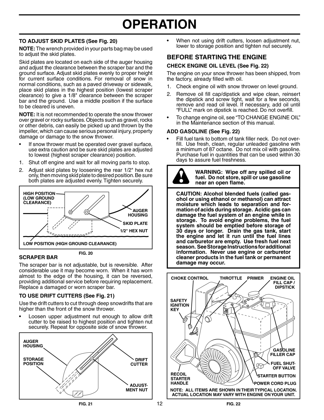 Husqvarna 1130STE XP owner manual Before Starting the Engine, Scraper BAR 