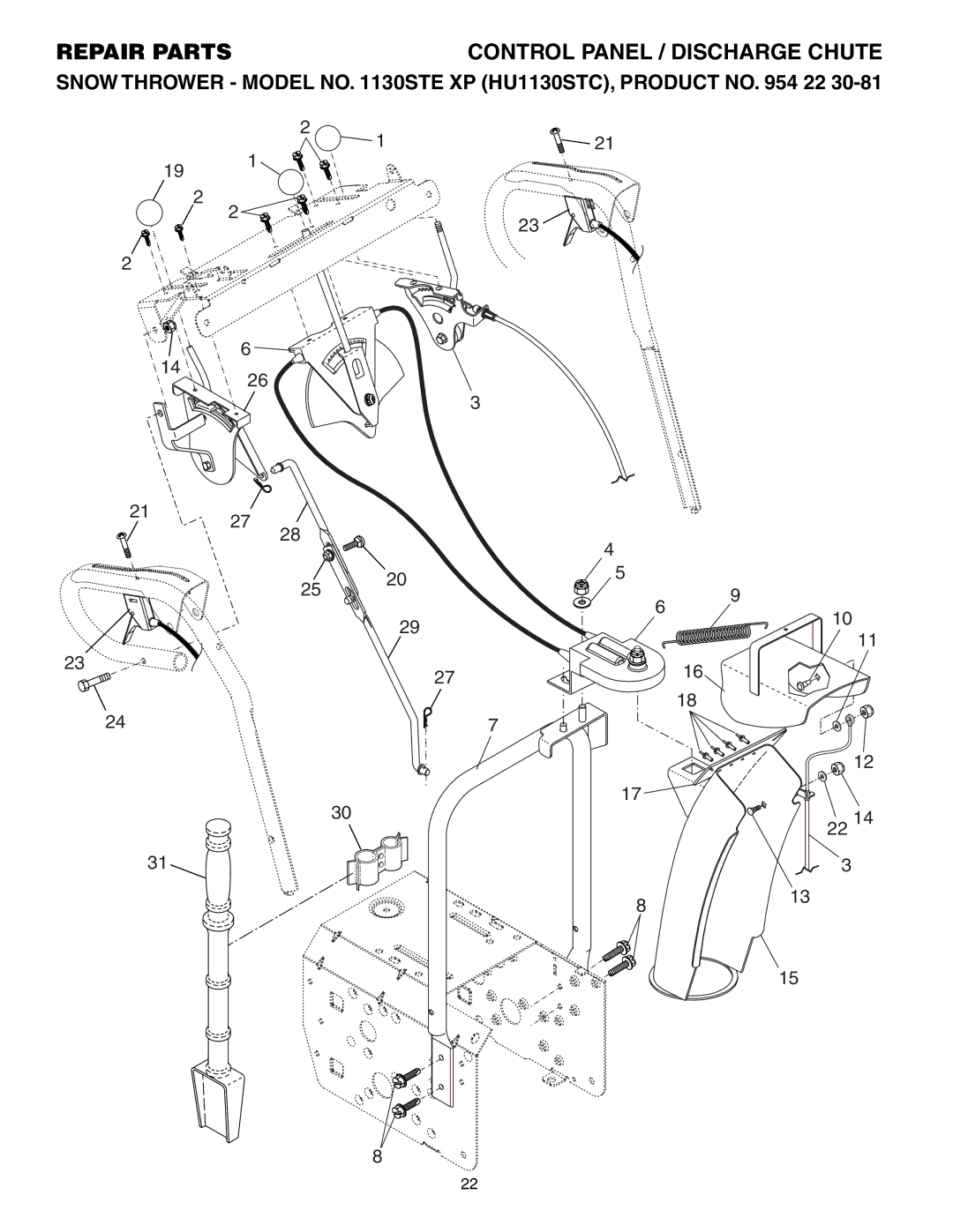 Husqvarna 1130STE XP owner manual Control Panel / Discharge Chute 