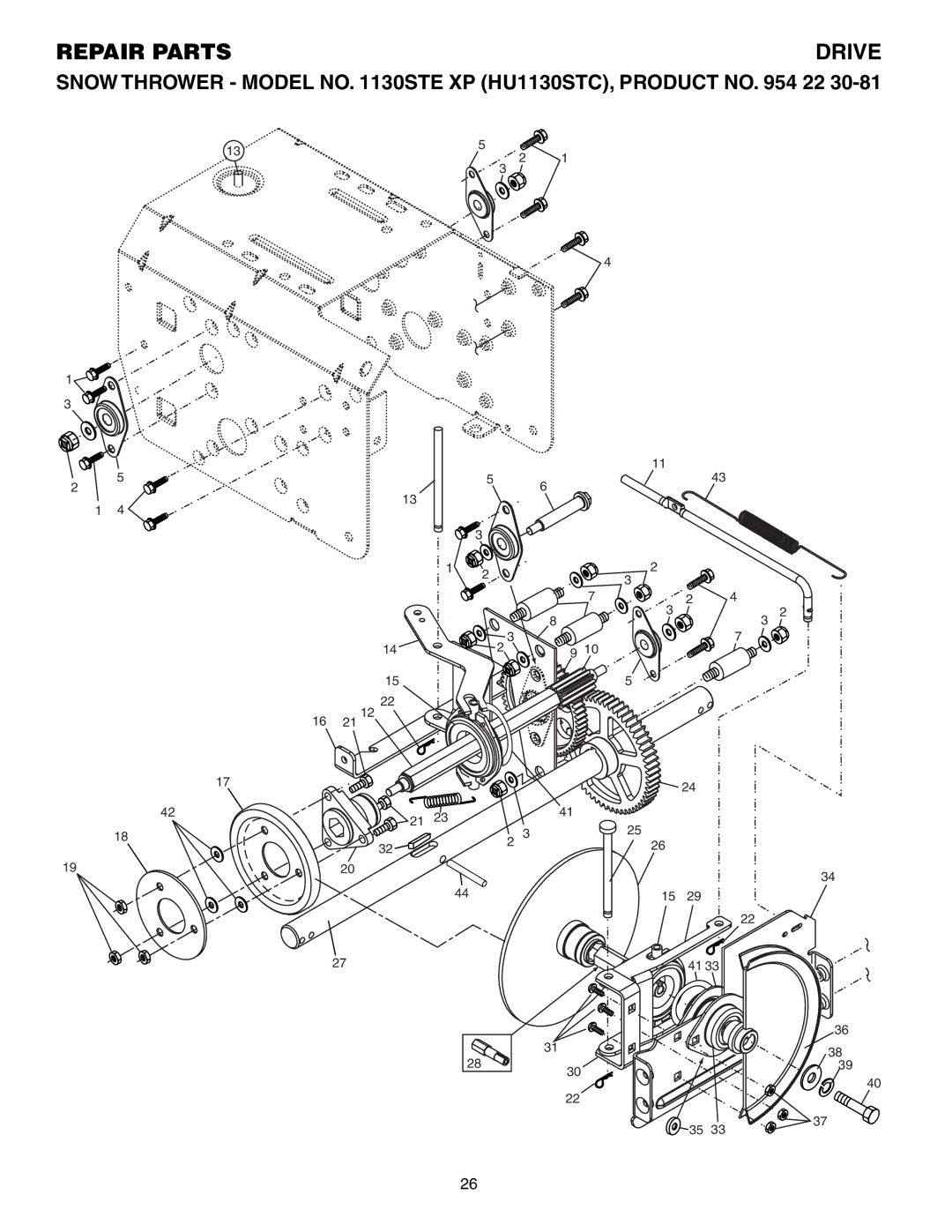 Husqvarna 1130STE XP owner manual Drive 