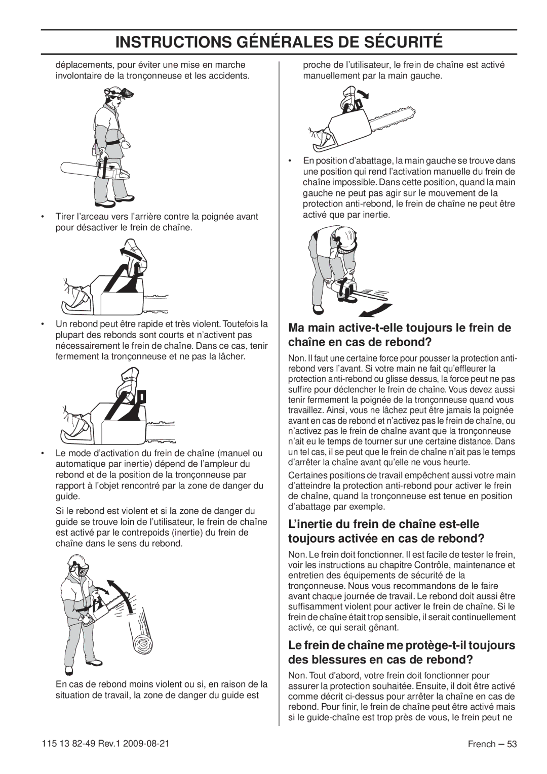 Husqvarna 115 13 82-49 manuel dutilisation French 