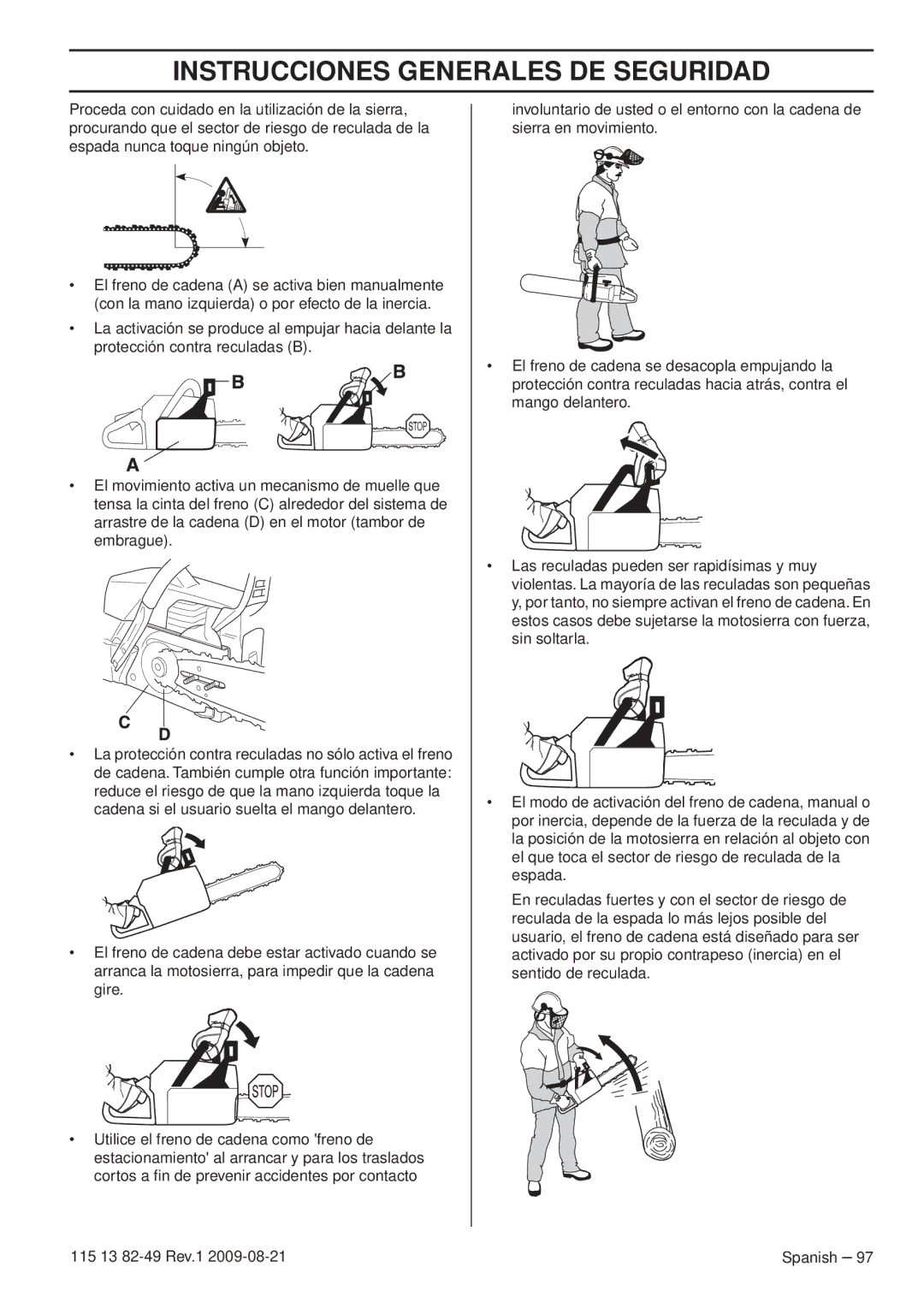 Husqvarna 115 13 82-49 manuel dutilisation Instrucciones Generales DE Seguridad 