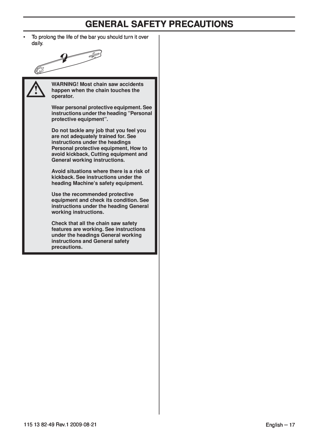 Husqvarna 115 13 82-49 manuel dutilisation General Safety Precautions 