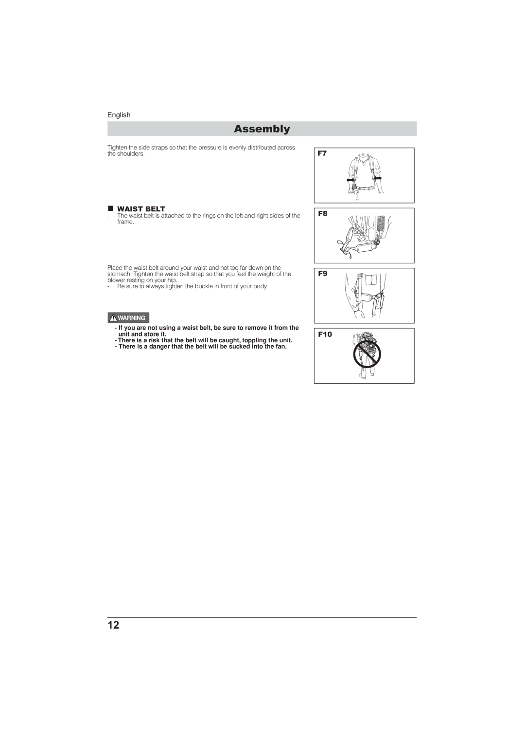 Husqvarna 115 24 05-95 manual Waist Belt 