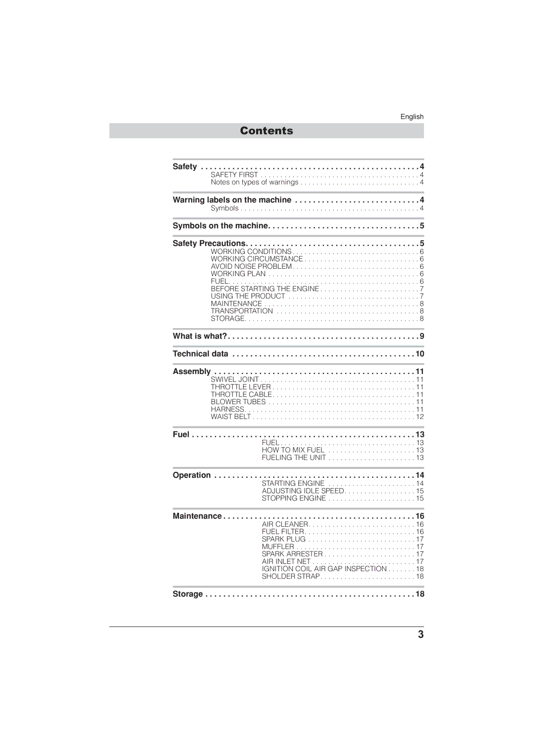 Husqvarna 115 24 05-95 manual Contents 