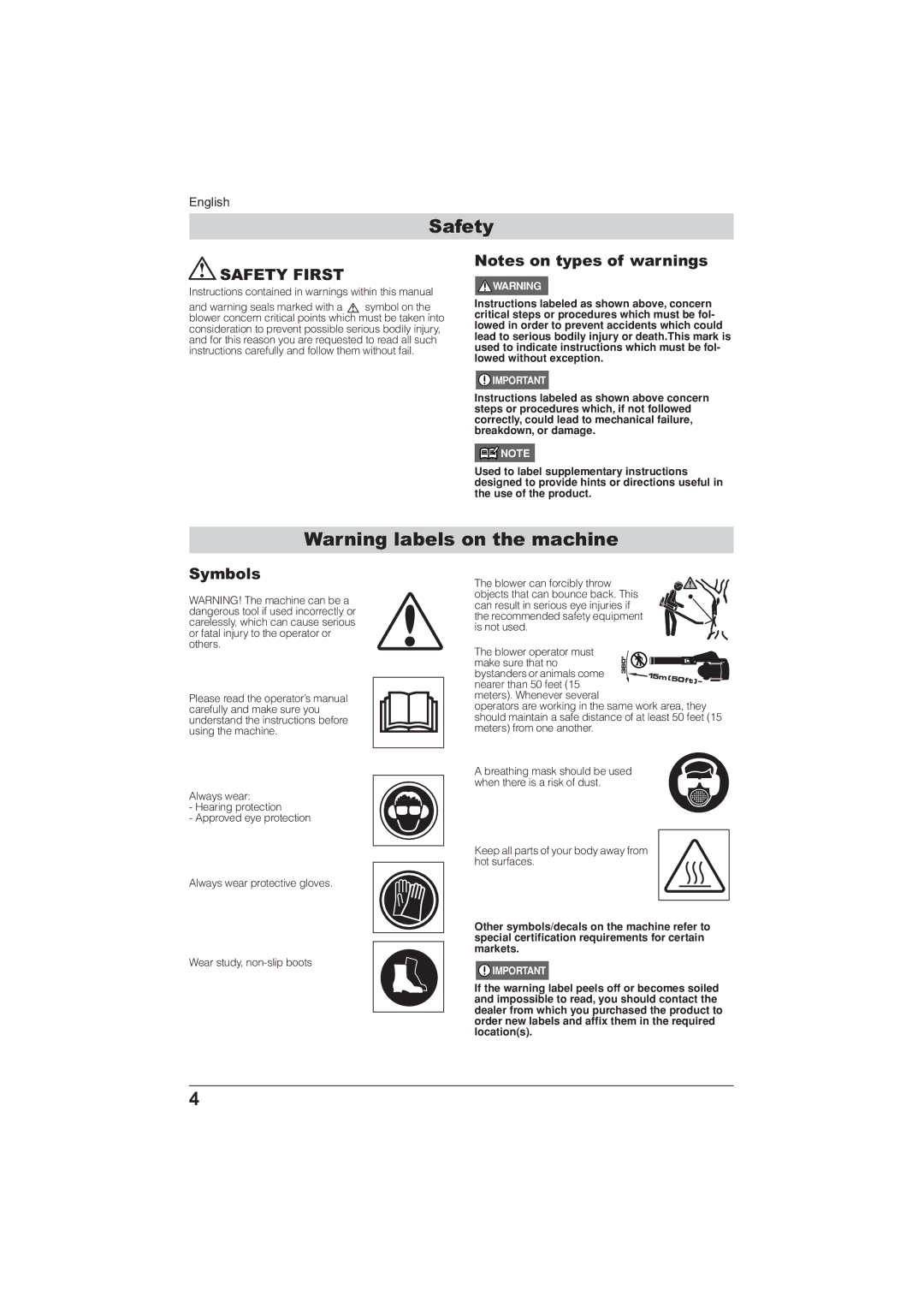 Husqvarna 115 24 05-95 manual Safety First 