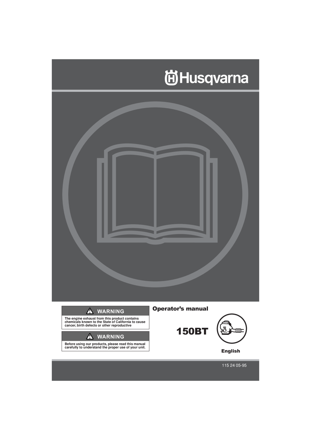 Husqvarna 115 24 05-95 manual 150BT, Operator’s manual, English 