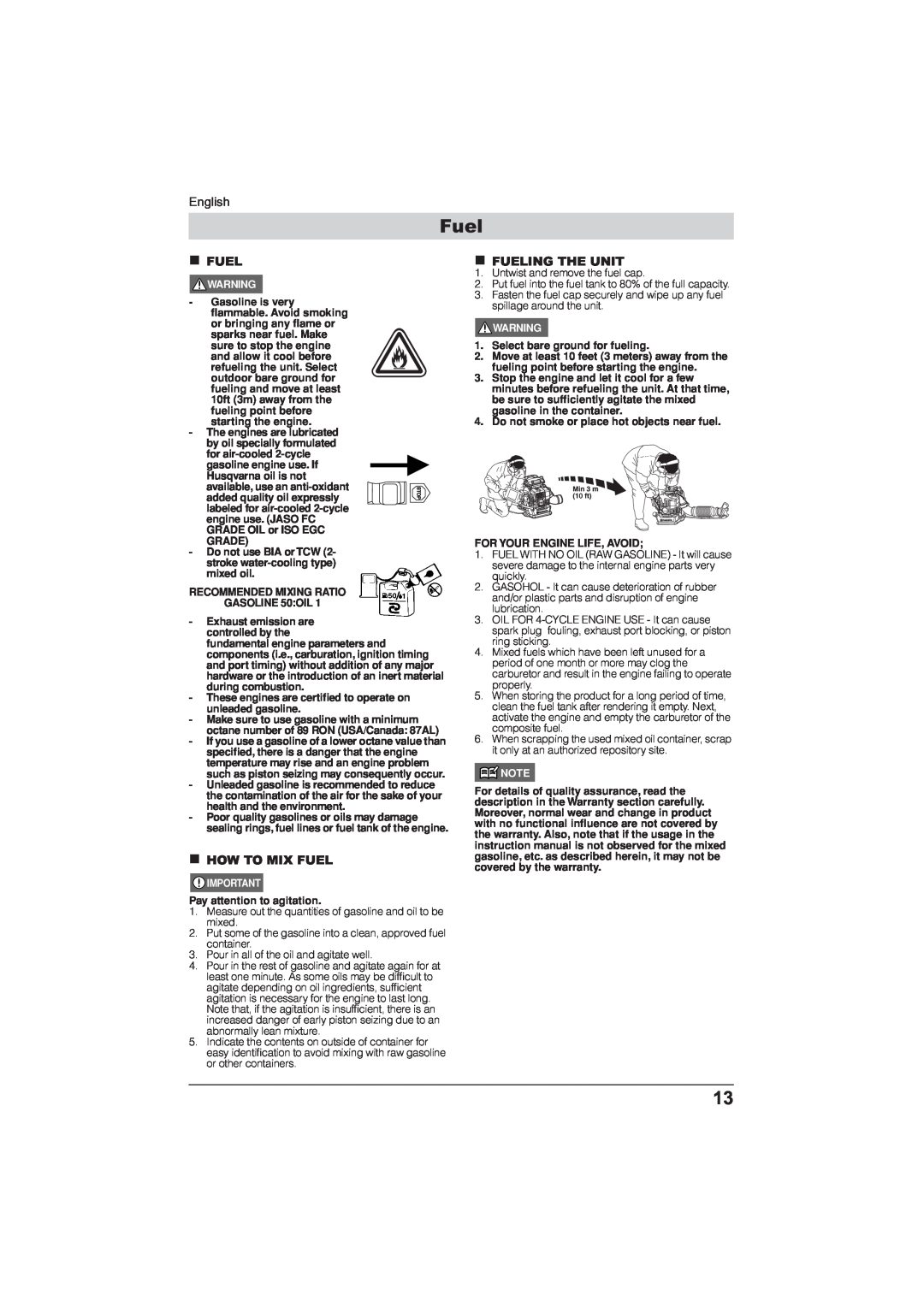 Husqvarna 115 24 05-95 manual English, How To Mix Fuel, Fueling The Unit 