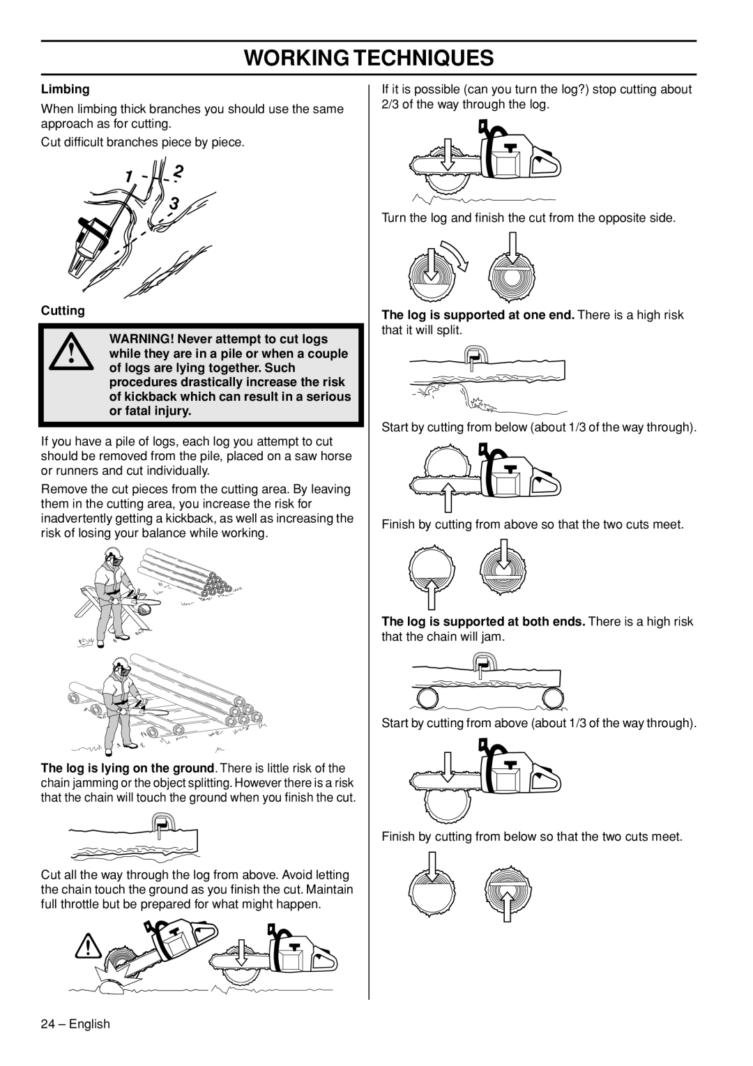 Husqvarna 1151002-95 manual Limbing 