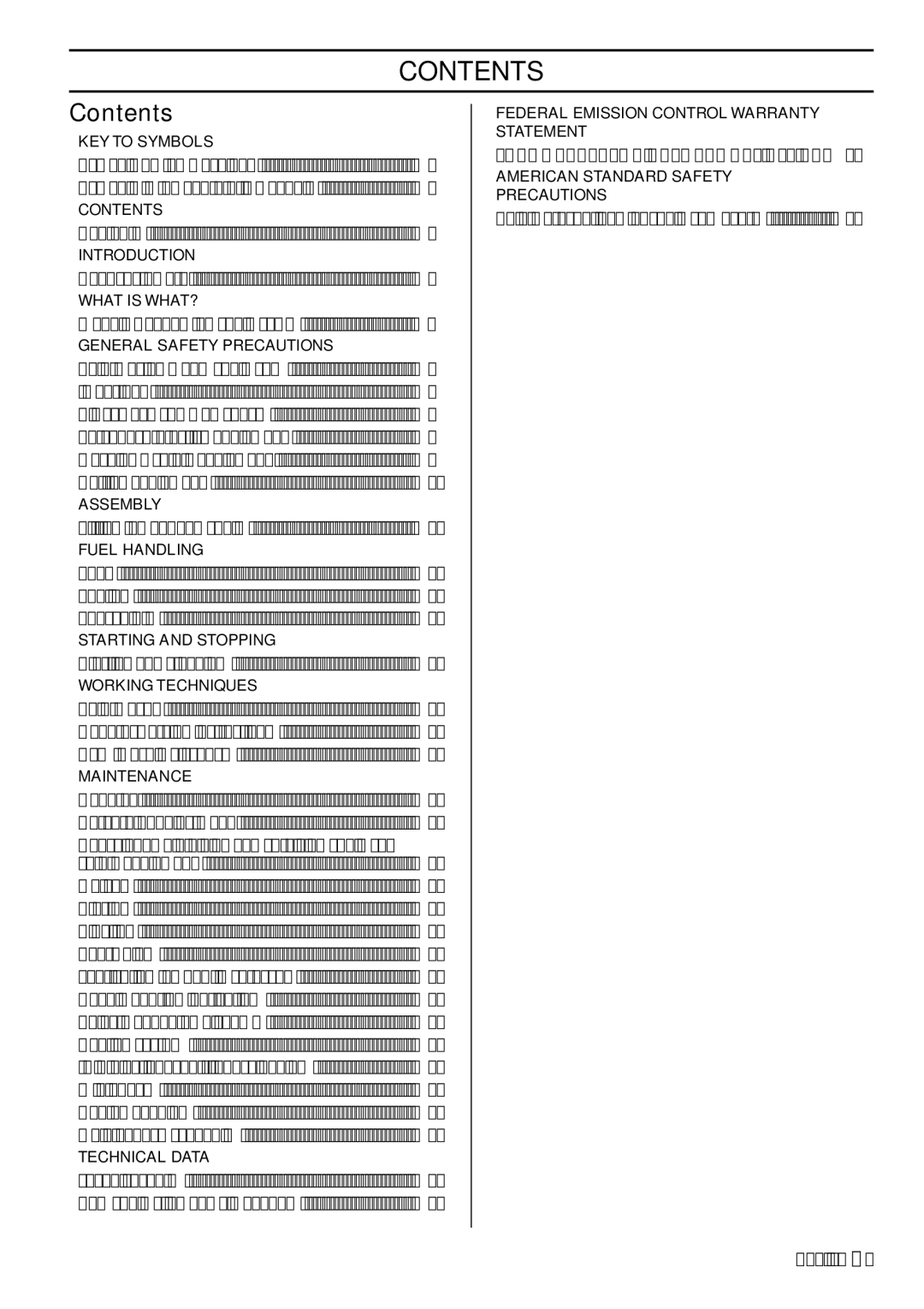 Husqvarna 1151322-95 manual Contents 