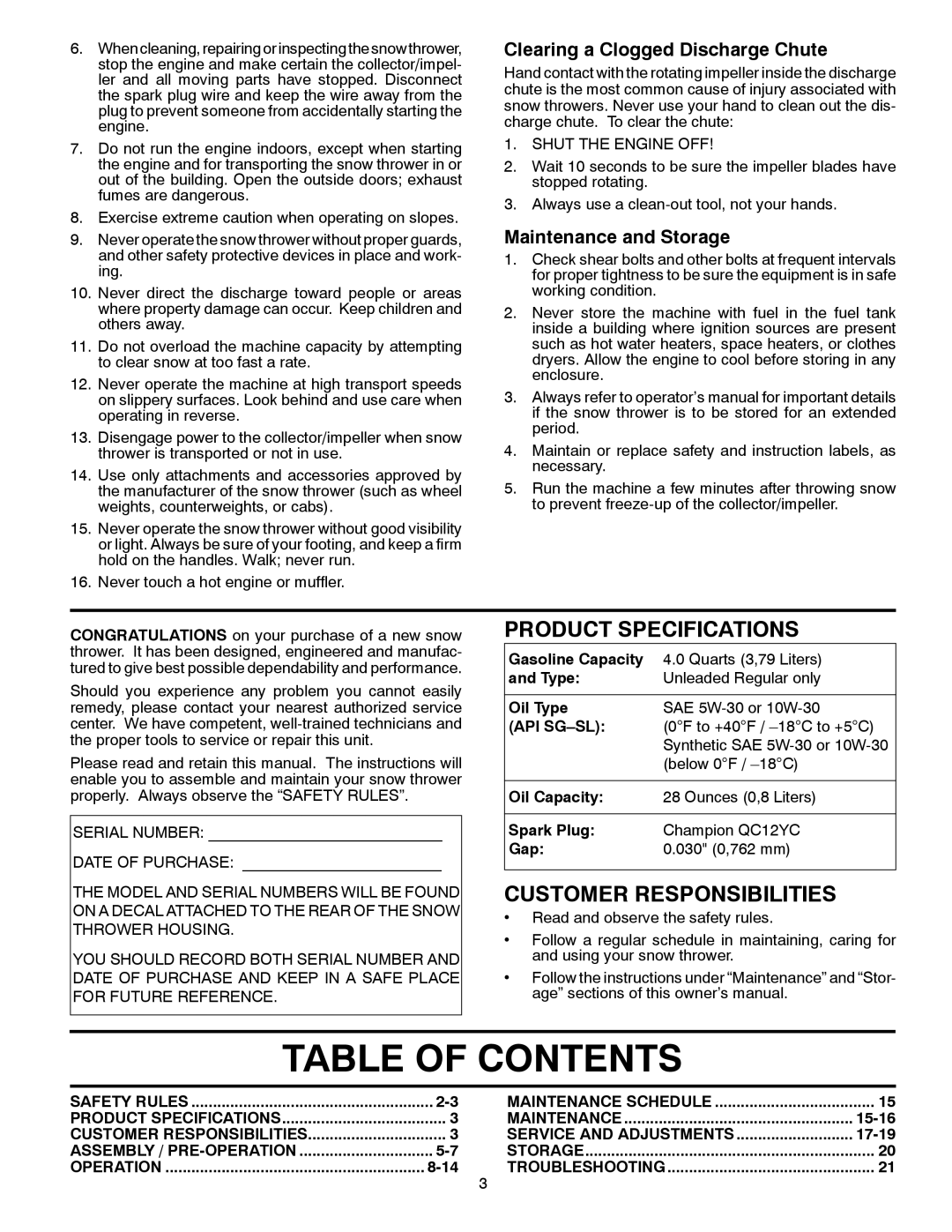 Husqvarna 96193006600, 11524E manual Table of Contents 