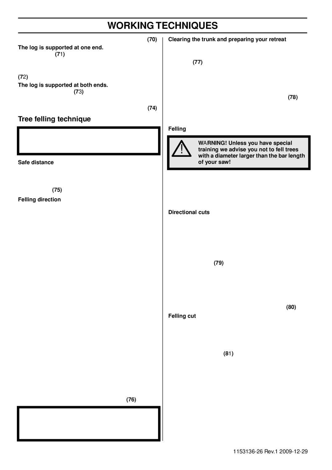 Husqvarna 1153136-26 manual Tree felling technique 