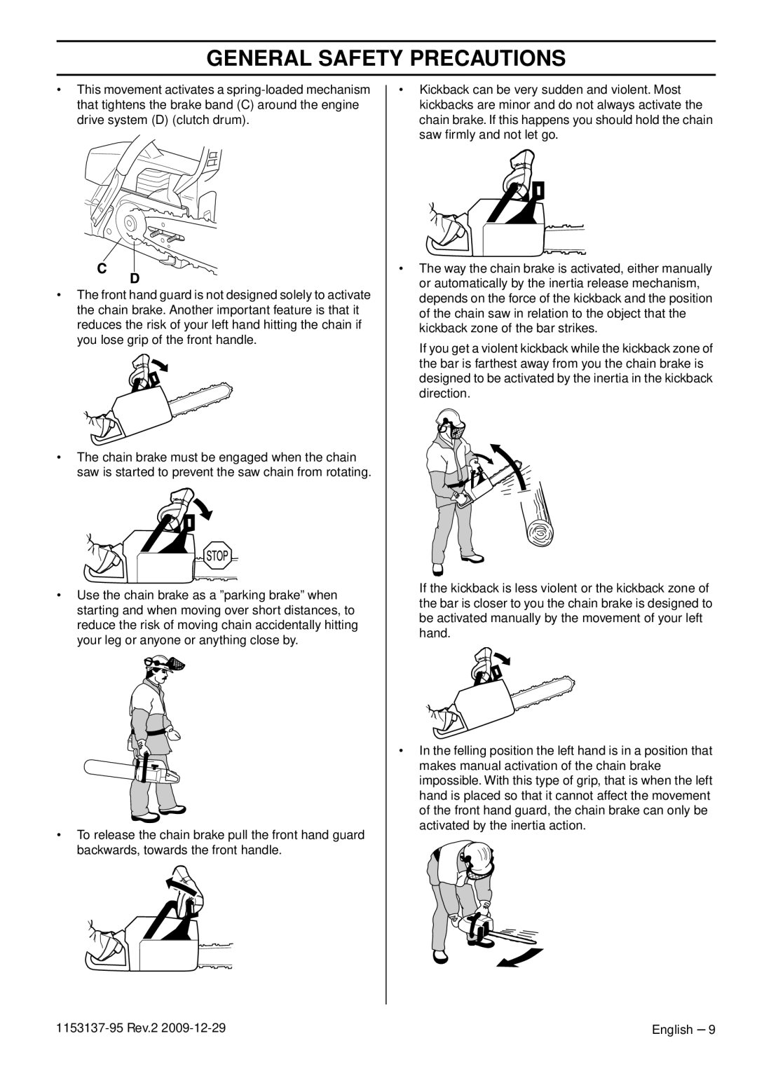 Husqvarna 1153137-95 manual General Safety Precautions 