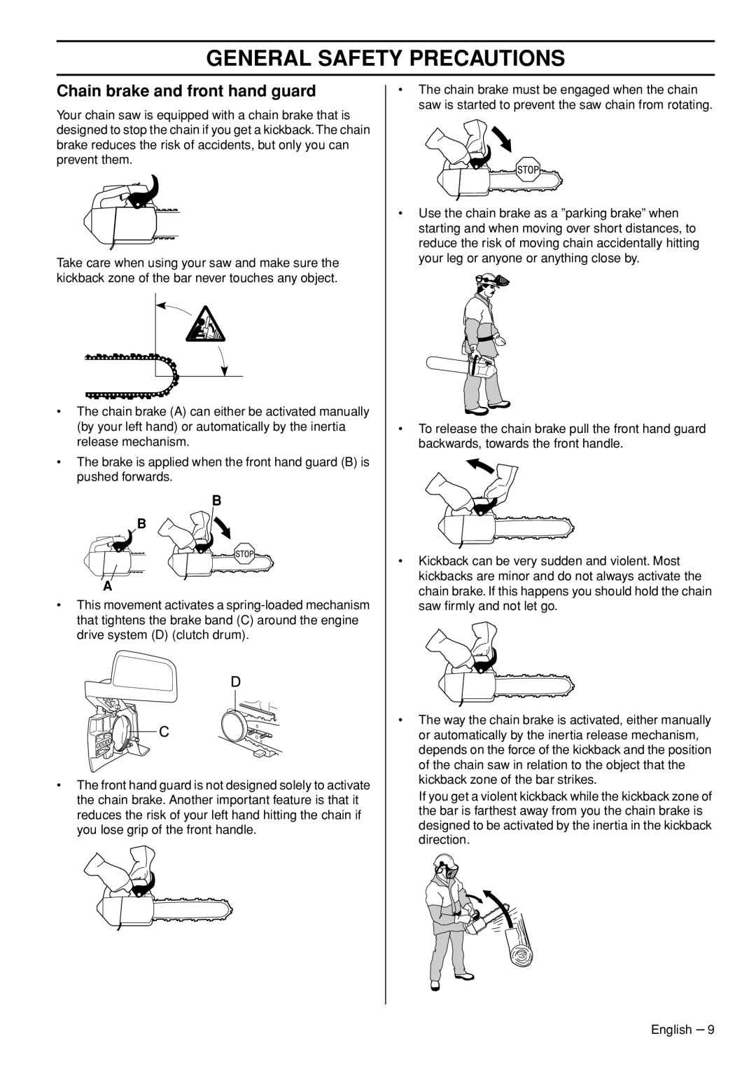 Husqvarna 1153158-95 manual Chain brake and front hand guard 