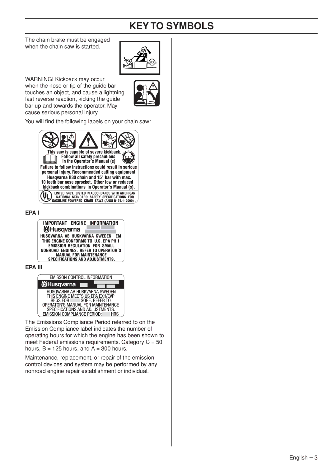 Husqvarna 1153163-95 manual Epa 