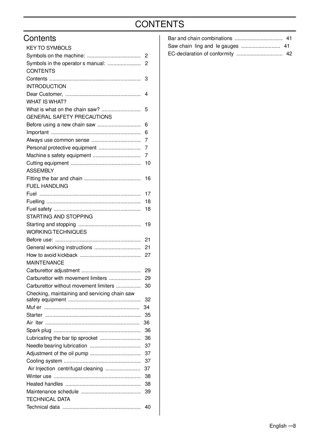 Husqvarna 1153177-26 manual Contents 