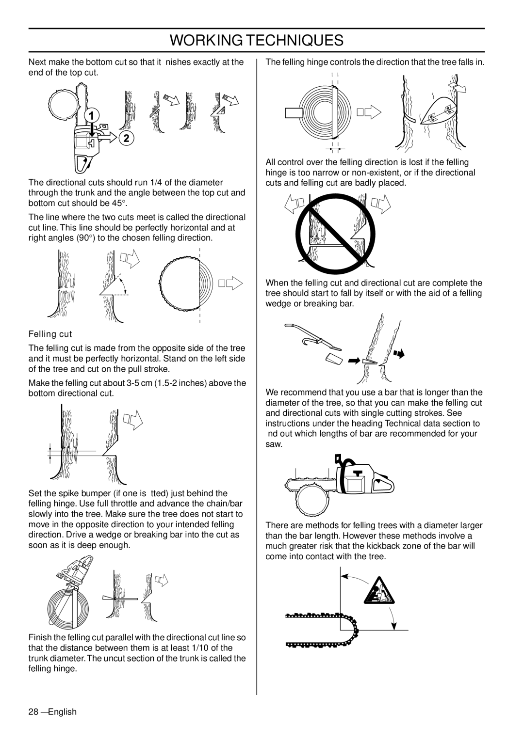 Husqvarna 1153181-26 manual Felling cut 