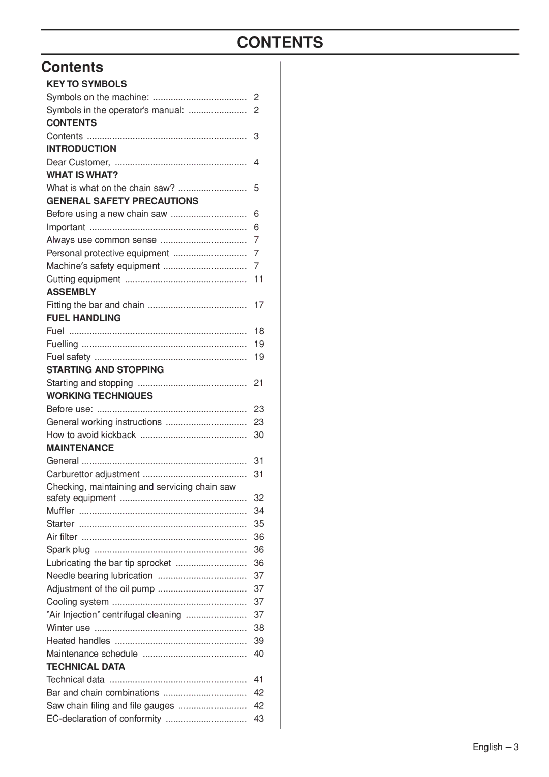 Husqvarna 1153181-26 manual Contents 