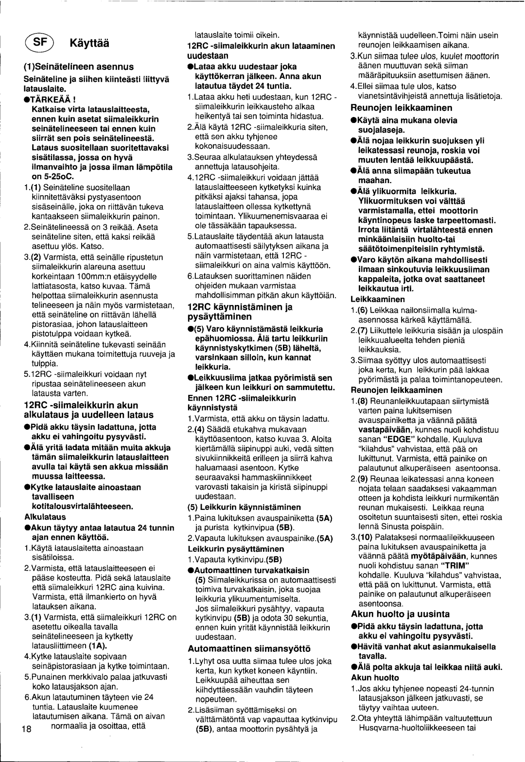 Husqvarna 12 RC manual 