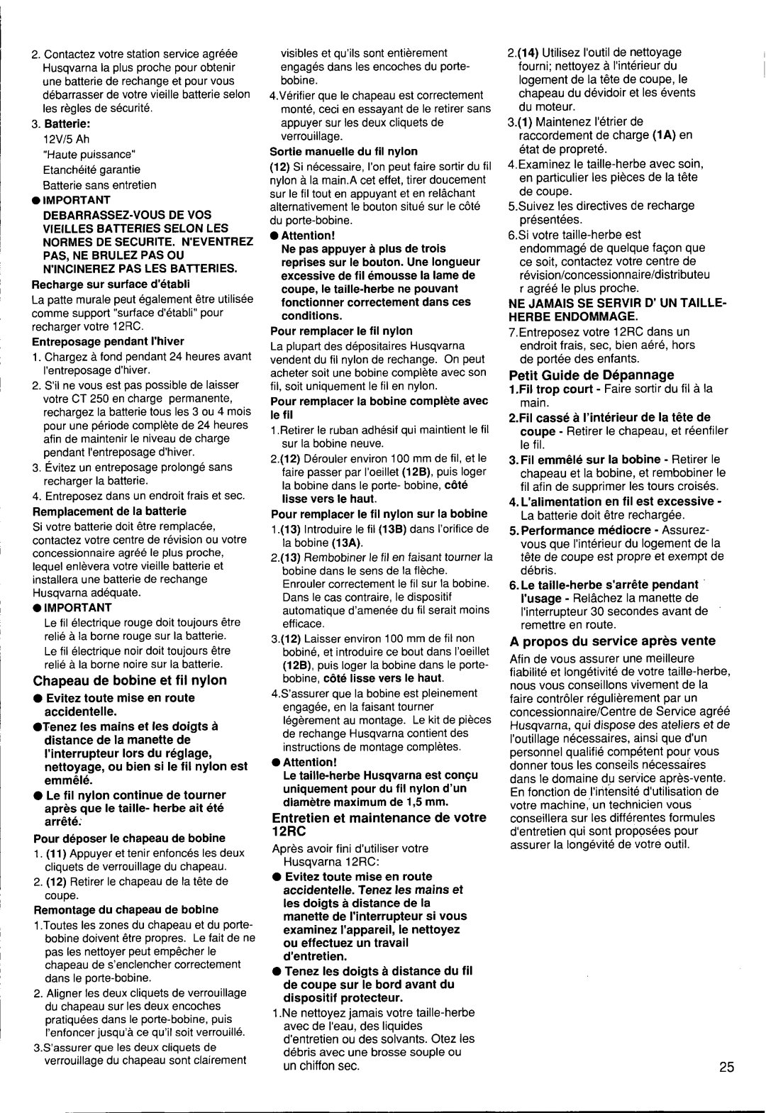 Husqvarna 12 RC manual 