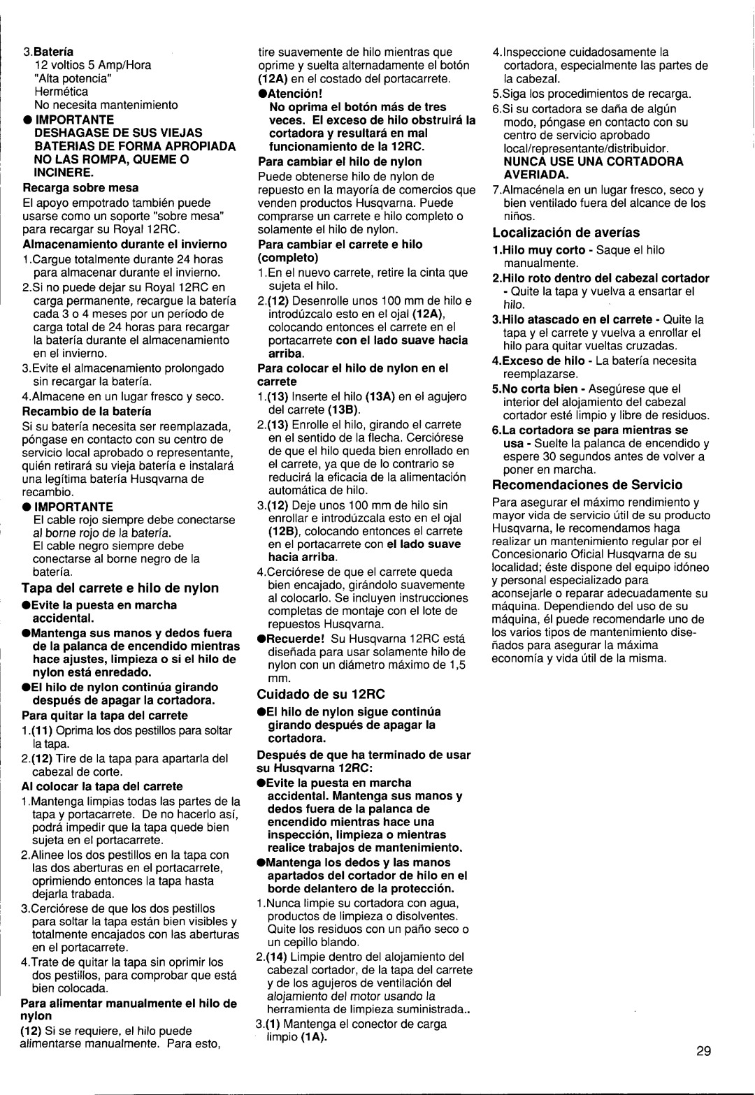 Husqvarna 12 RC manual 