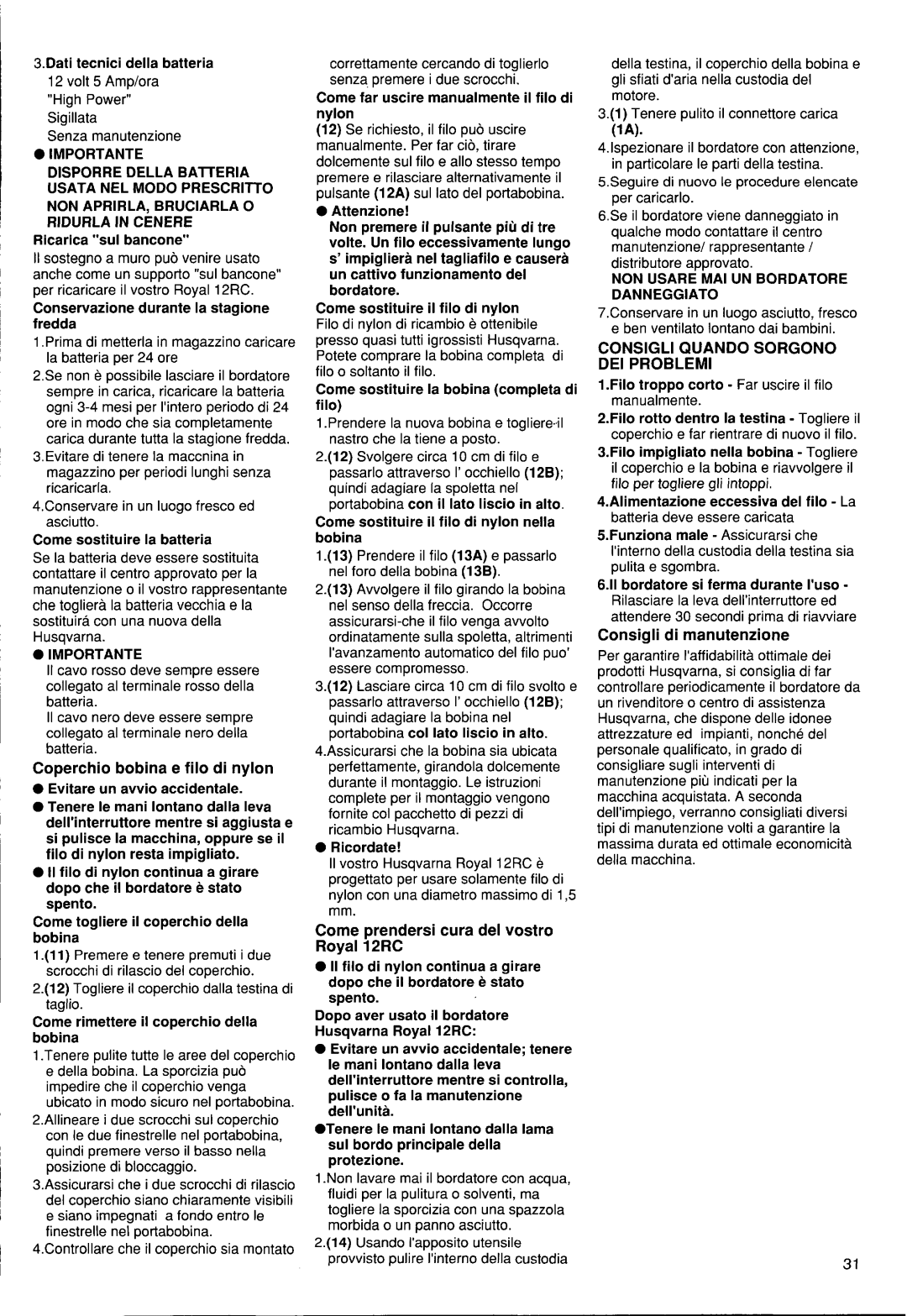 Husqvarna 12 RC manual 