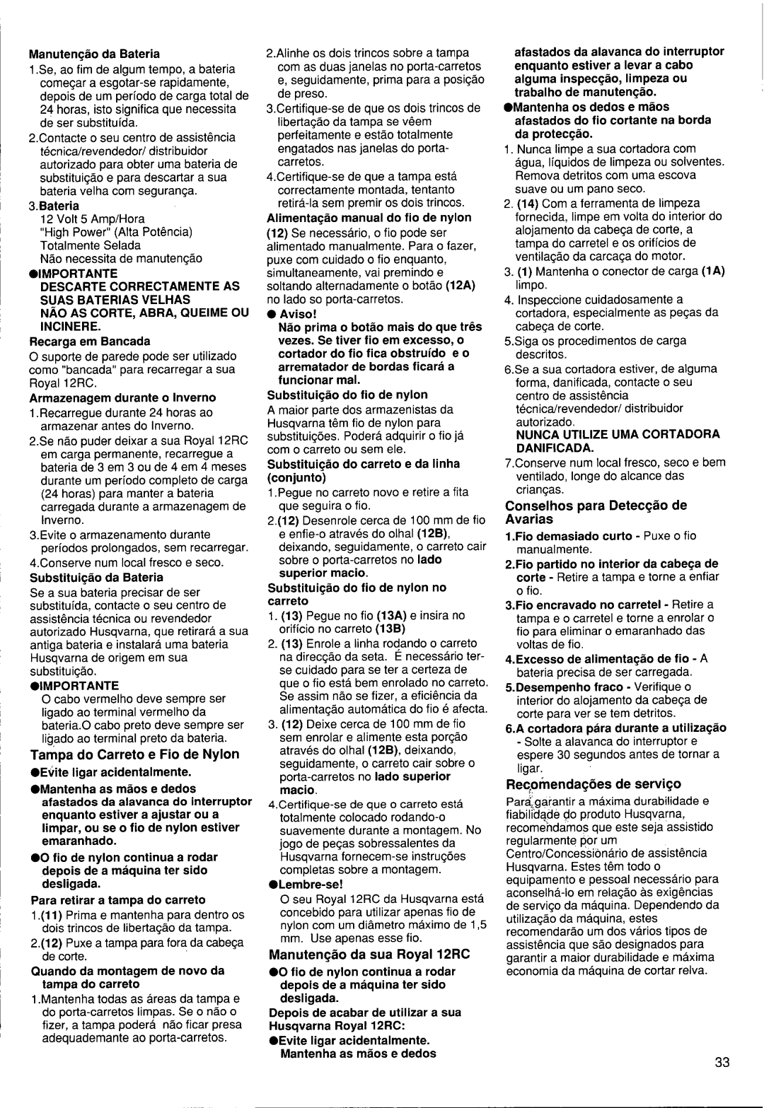 Husqvarna 12 RC manual 