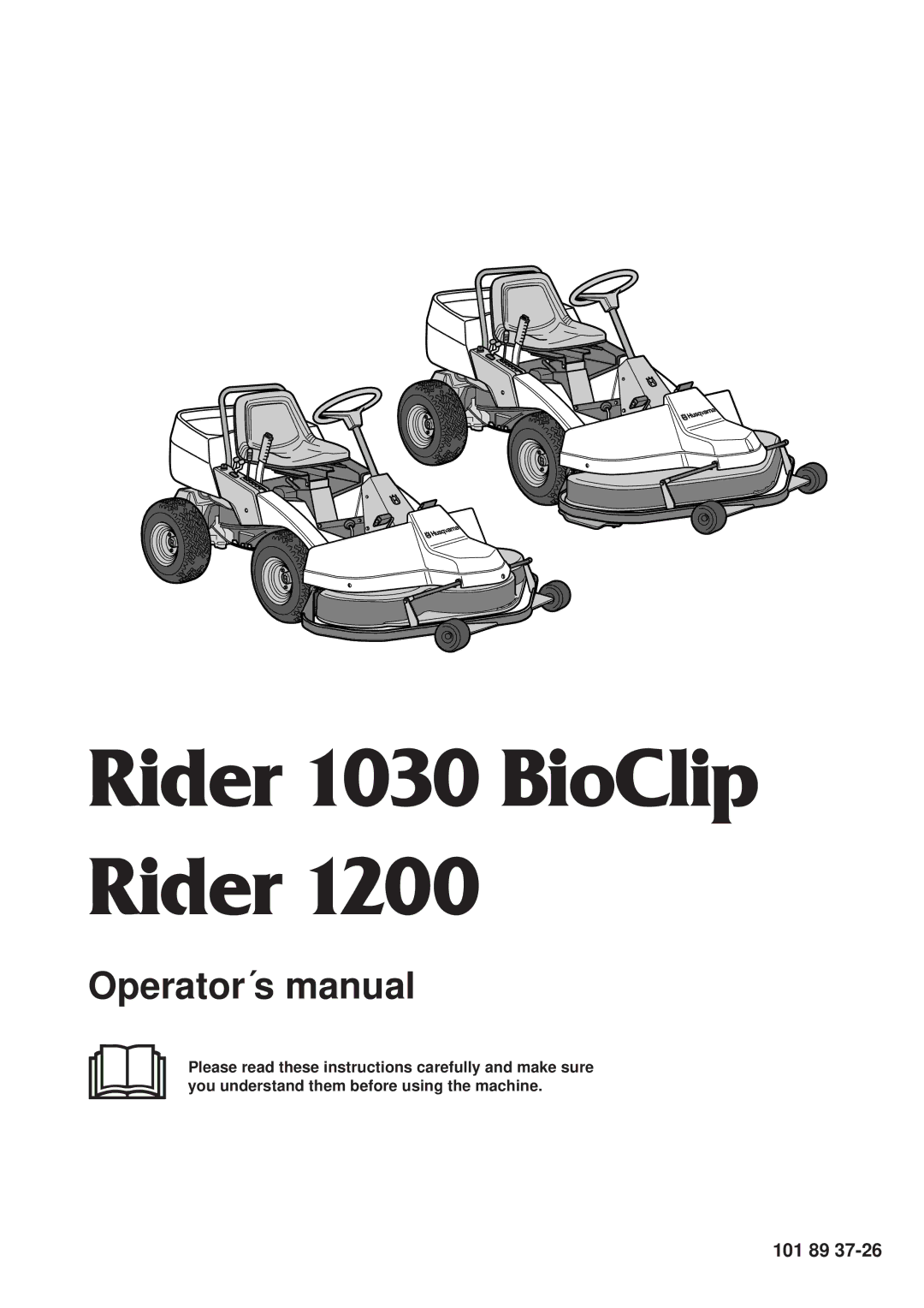 Husqvarna 1200 manual Rider 1030 BioClip Rider, 101 89 