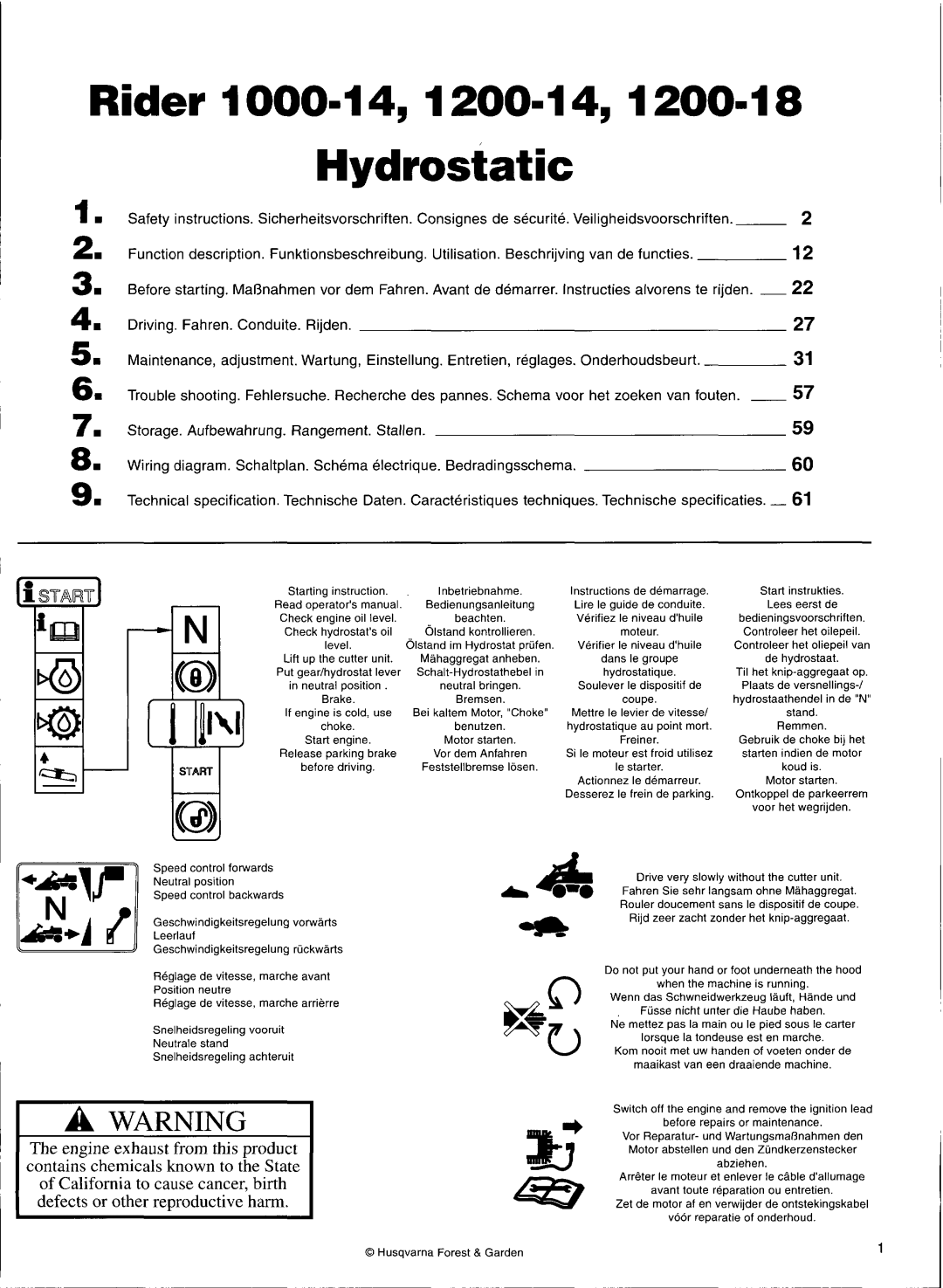 Husqvarna 1200-14, 1200-18, 1000-14 manual 