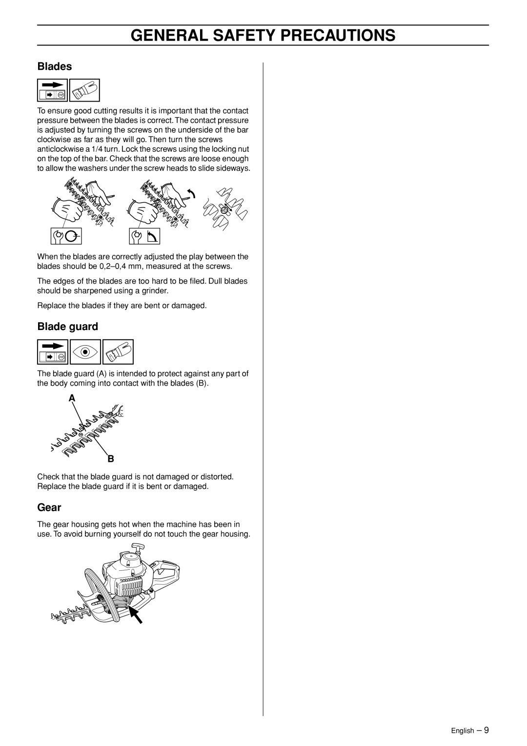 Husqvarna 123HD65X manual Blades, Blade guard, Gear 