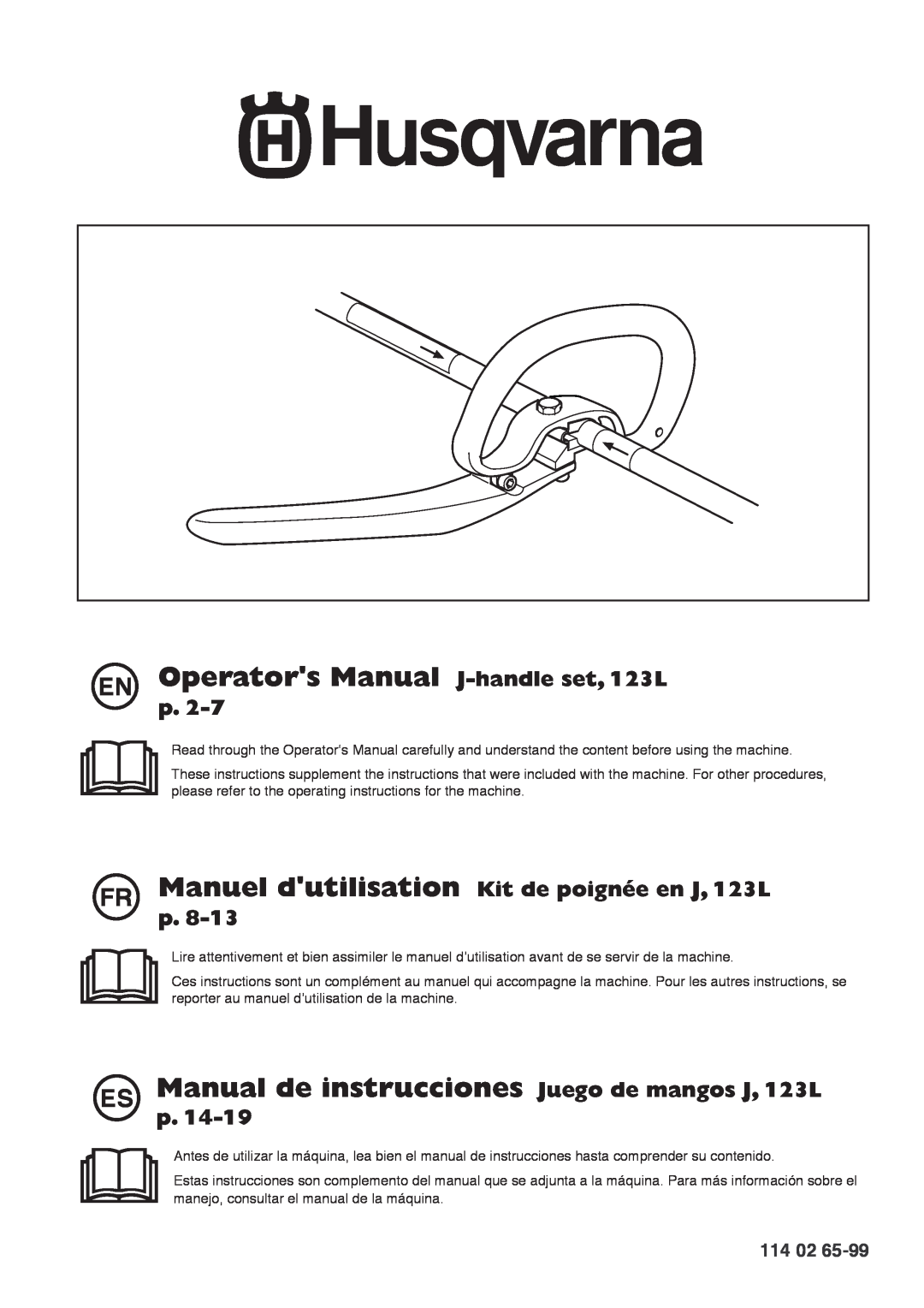 Husqvarna manuel dutilisation EN Operators Manual J-handleset, 123L, 114 