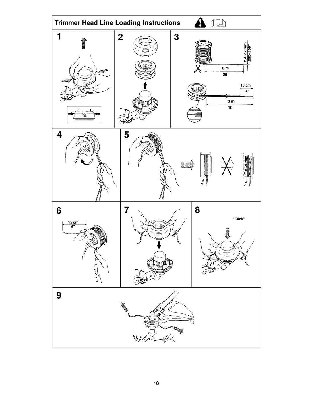Husqvarna 124C manual Trimmer Head Line Loading Instructions 