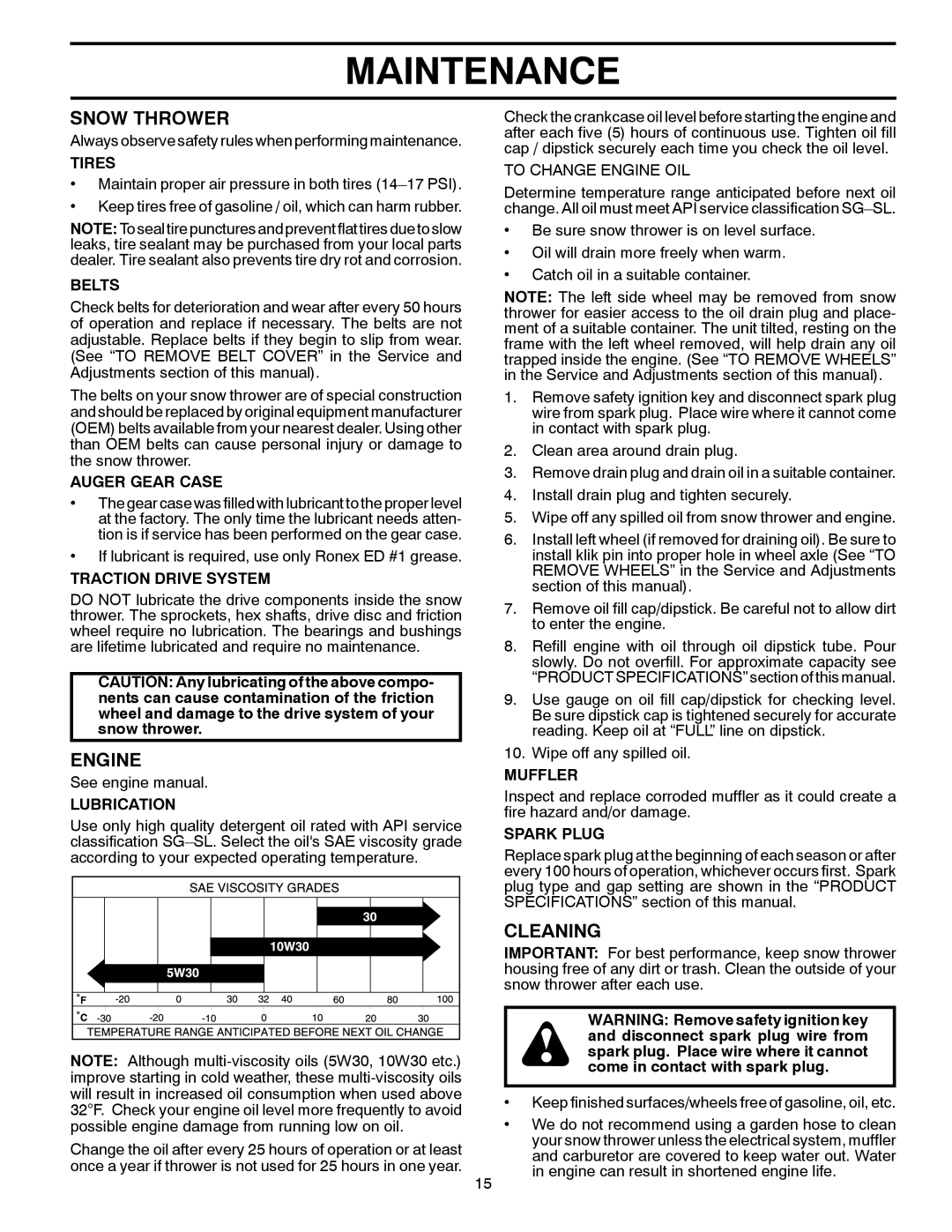 Husqvarna 96193005300, 12527HV manual Snow Thrower, Engine, Cleaning 