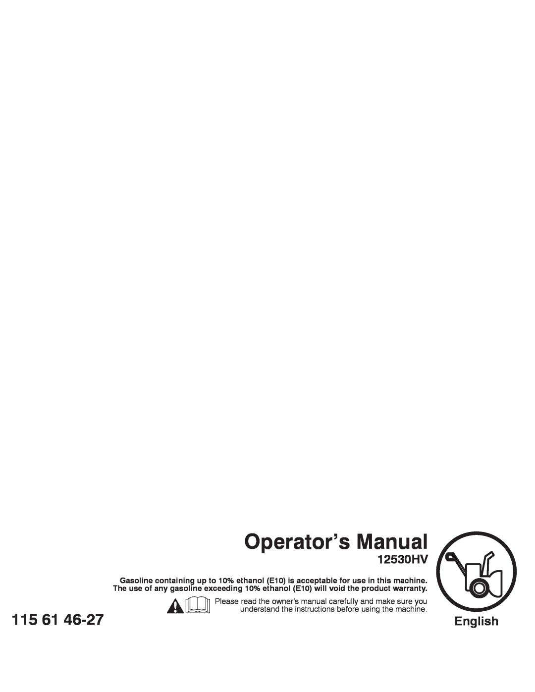 Husqvarna 12530HV warranty English, 115, Operator’s Manual 
