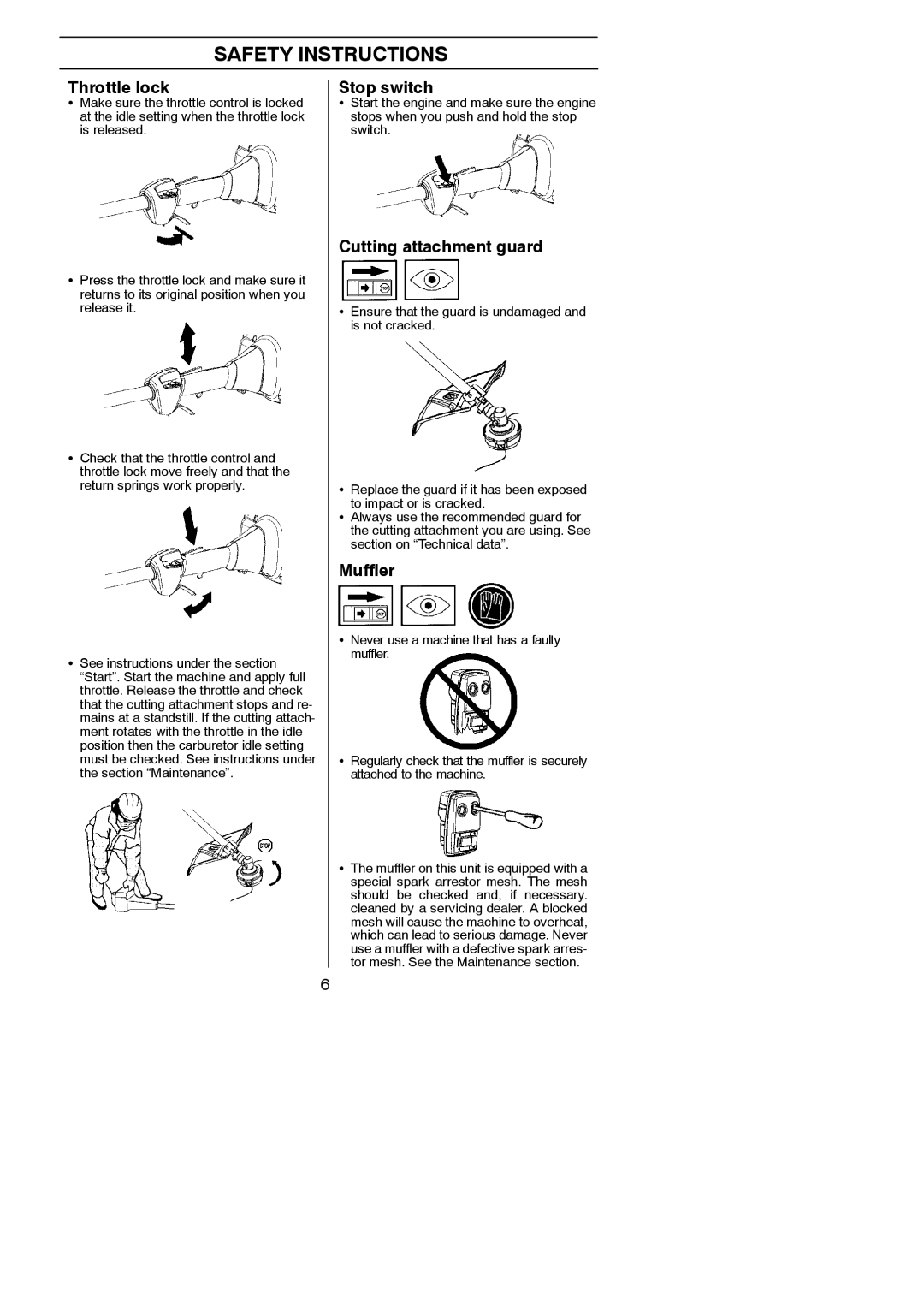 Husqvarna 125C, 125L manual Safety Instructions 