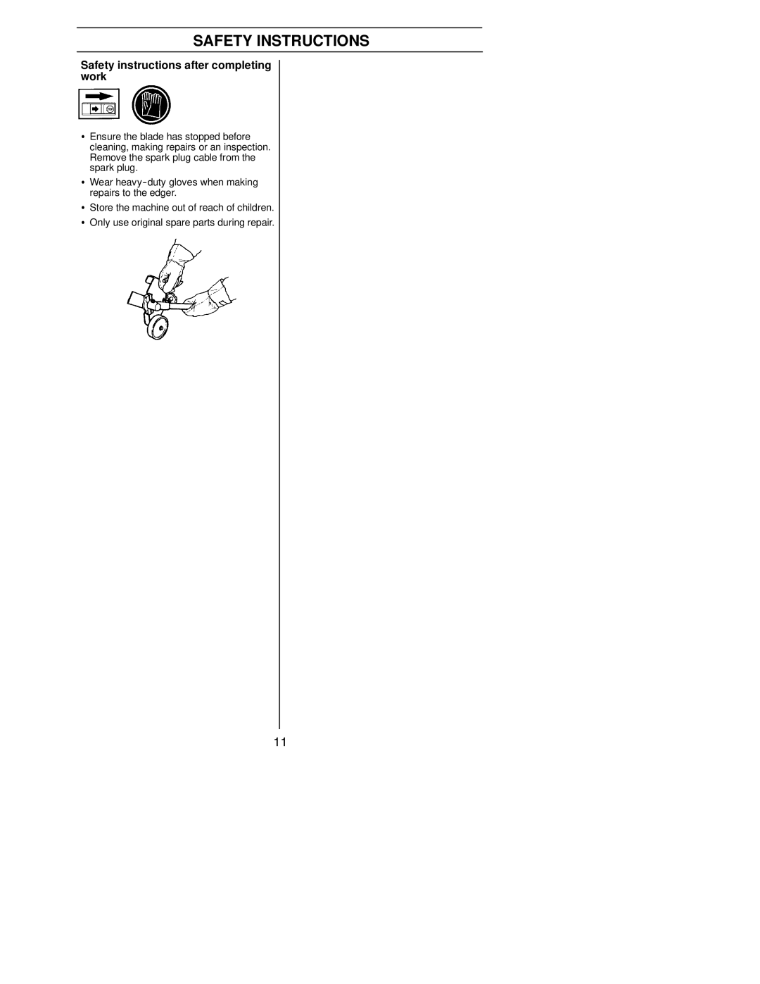 Husqvarna 125E manual Safety instructions after completing work 