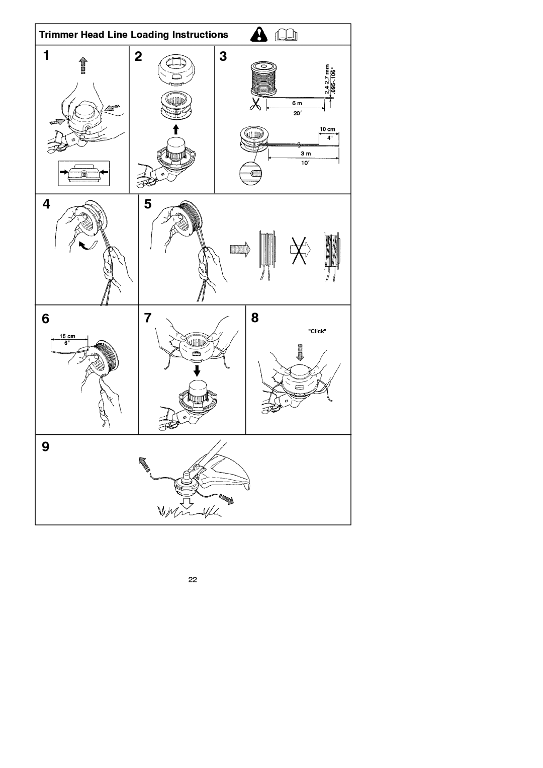 Husqvarna 125LDx manual Trimmer Head Line Loading Instructions 