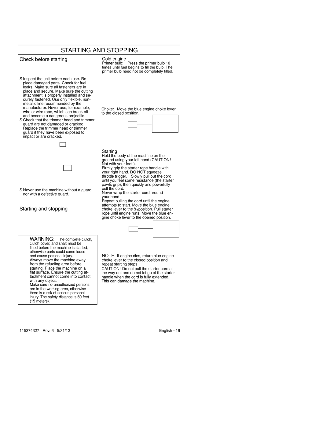 Husqvarna 128CD, 128LD manual Starting and Stopping, Check before starting, Starting and stopping, Cold engine 