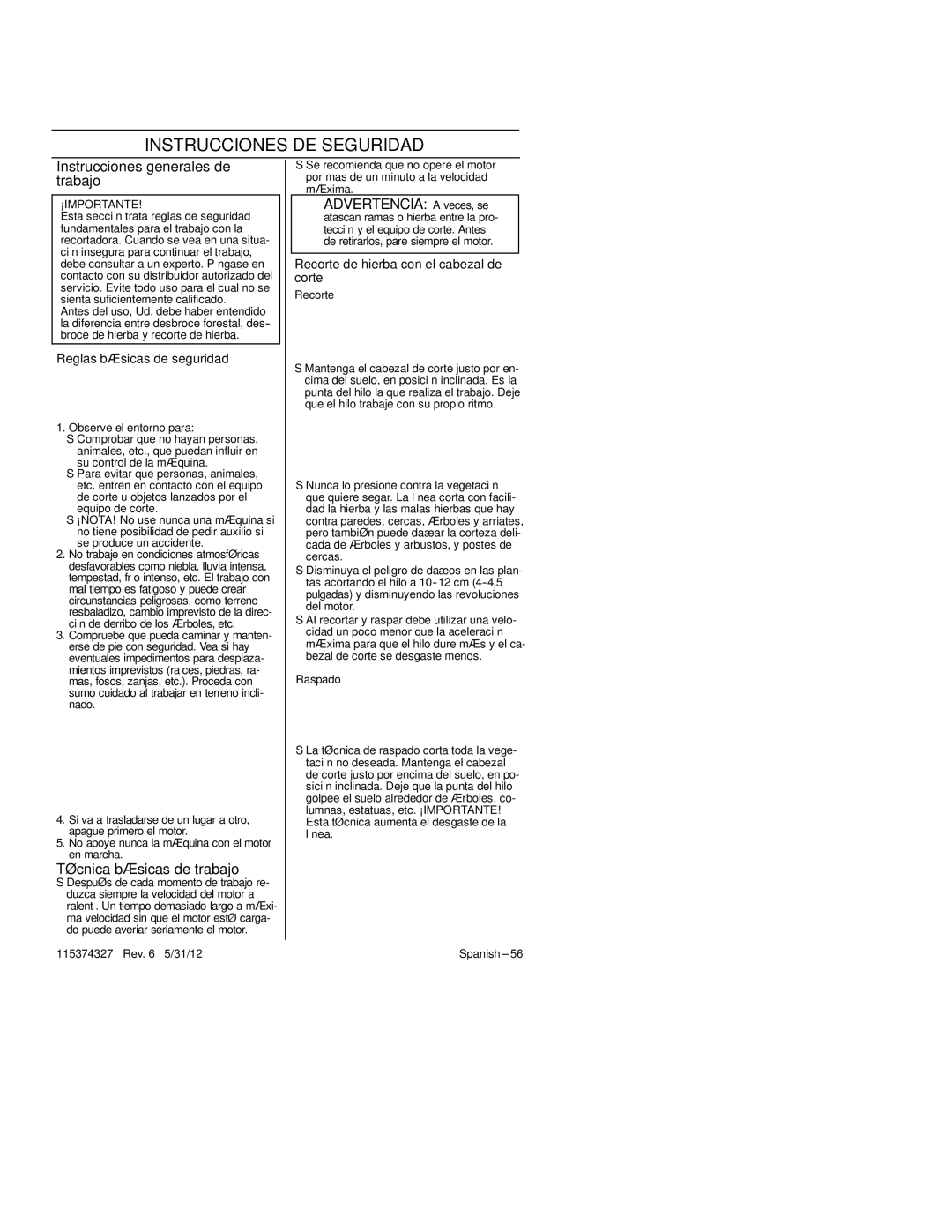 Husqvarna 128CD, 128LD manual Instrucciones generales de trabajo, Técnica básicas de trabajo, Advertencia a veces, se 