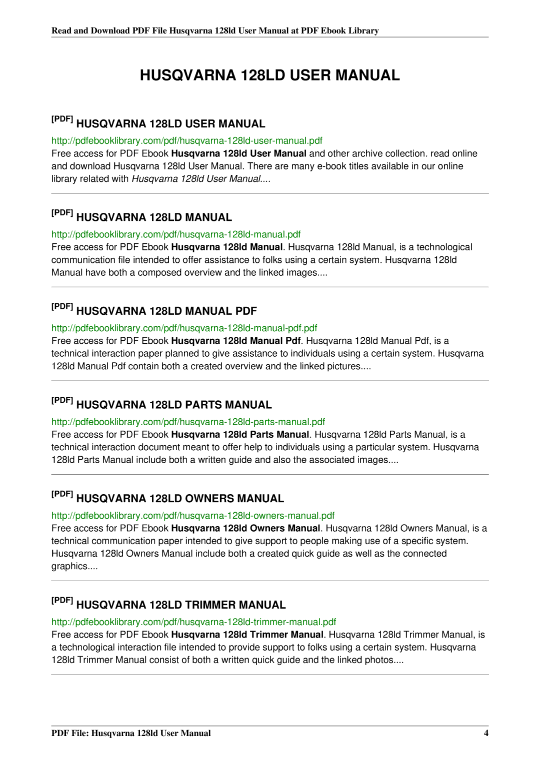 Husqvarna 128LD user manual 